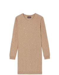 Sequin cashmere dress - Camel
