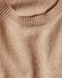 Sequin cashmere dress - Camel