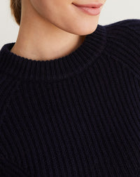 Cashmere Jeux de cotes crew neck jumper - Navy