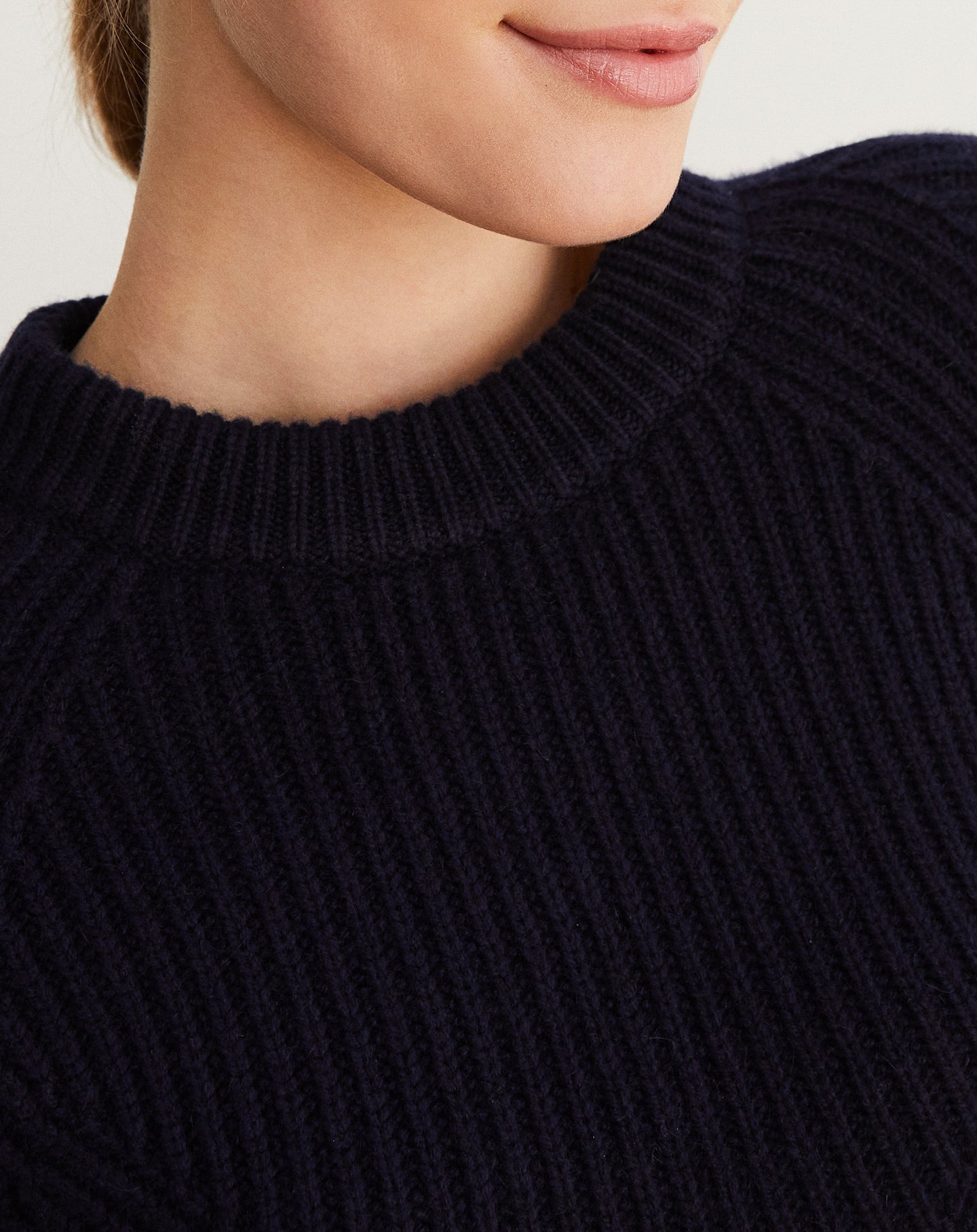 Cashmere Jeux de cotes crew neck jumper - Navy
