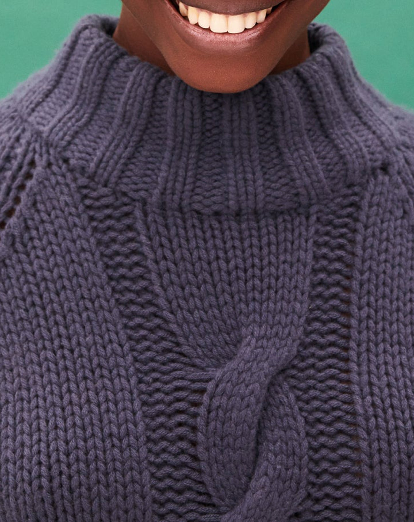 Pull ras de cou torsades main en cachemire - Encens
