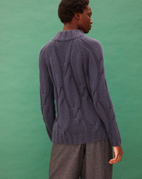 Pull ras de cou torsades main en cachemire - Encens