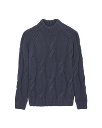 Pull ras de cou torsades main en cachemire - Encens