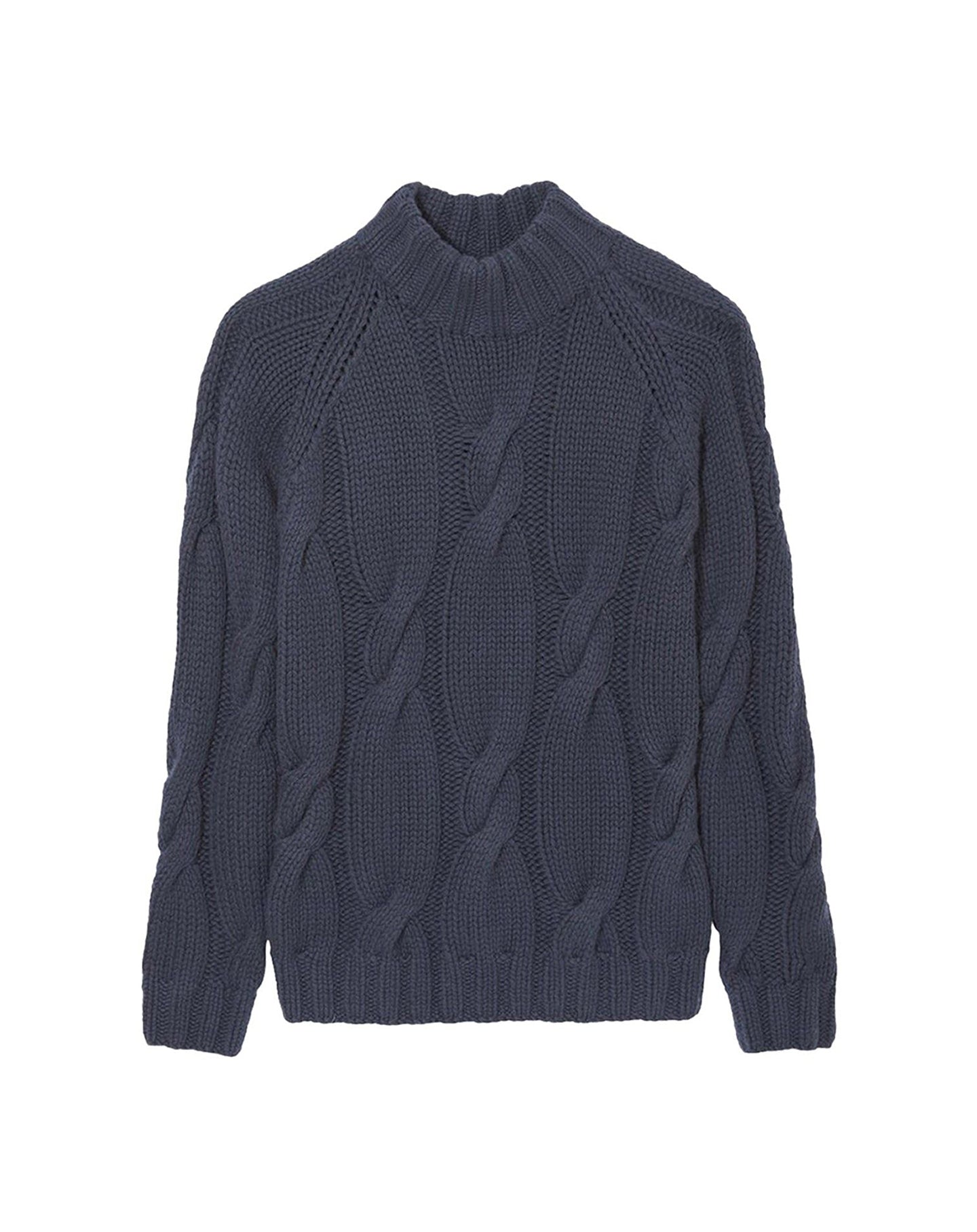 Pull ras de cou torsades main en cachemire - Encens