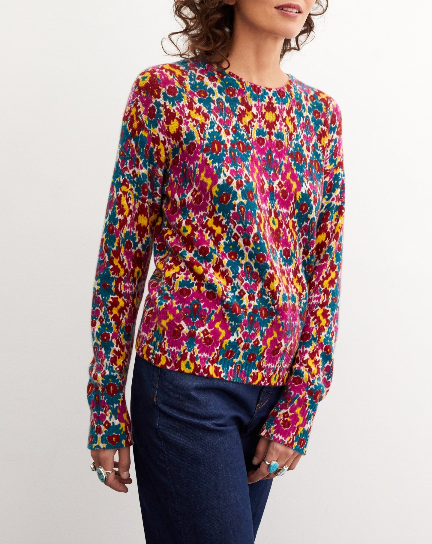 Pull ras de cou imprimé Ispahan en cachemire - Multicoloris