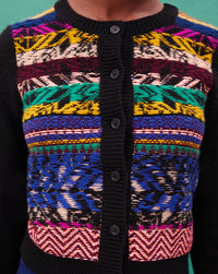 Cardigan jacquard envers en cachemire - Multicolore