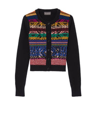 Cardigan jacquard envers en cachemire - Multicolore