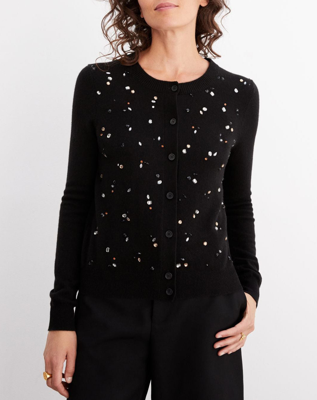 Cardigan à strass en cachemire - Noir