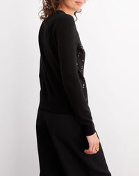 Cashmere cardigan with rhinestones - Black