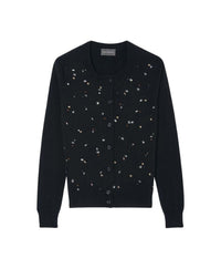 Cashmere cardigan with rhinestones - Black
