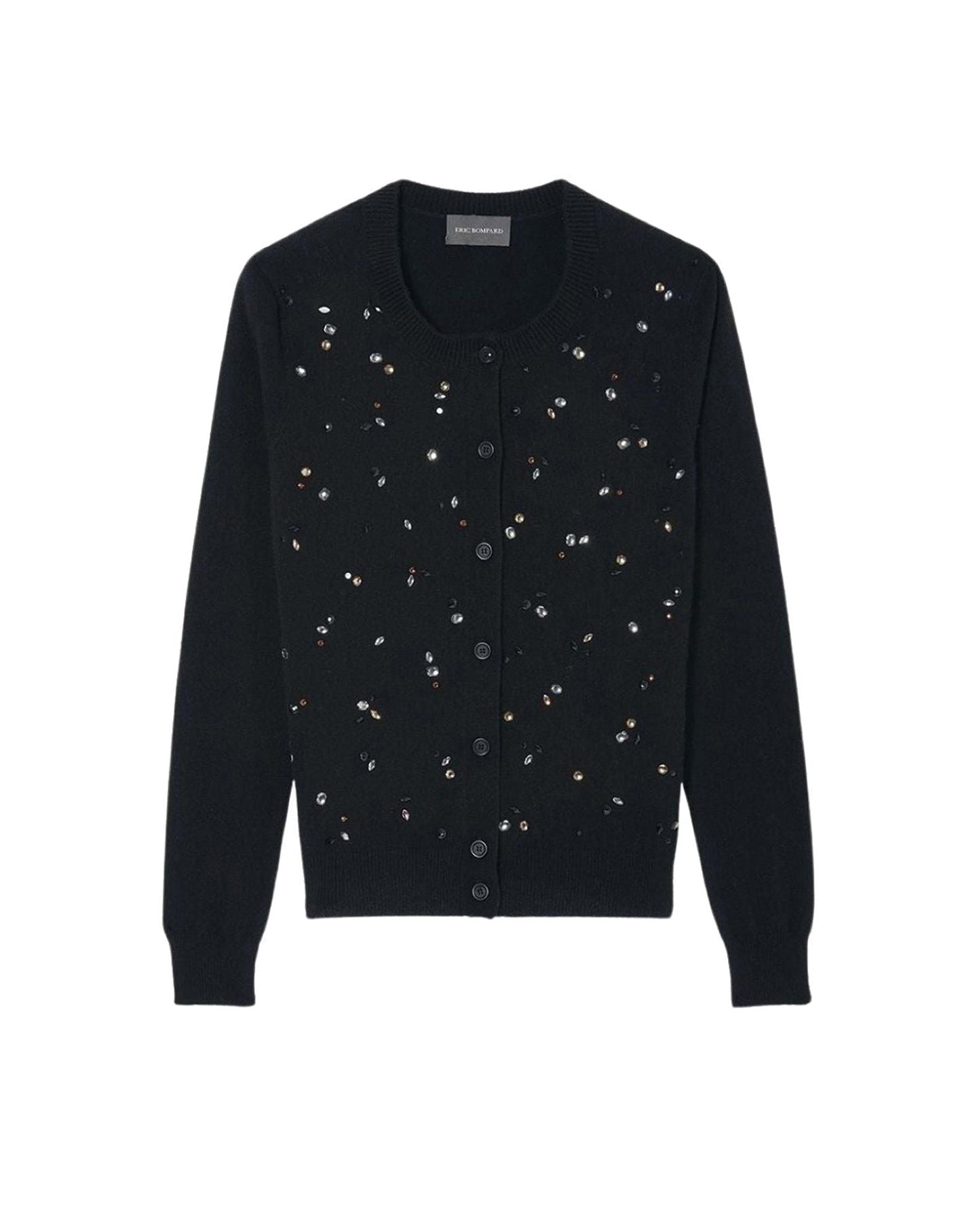 Cashmere cardigan with rhinestones - Black