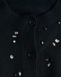 Cashmere cardigan with rhinestones - Black