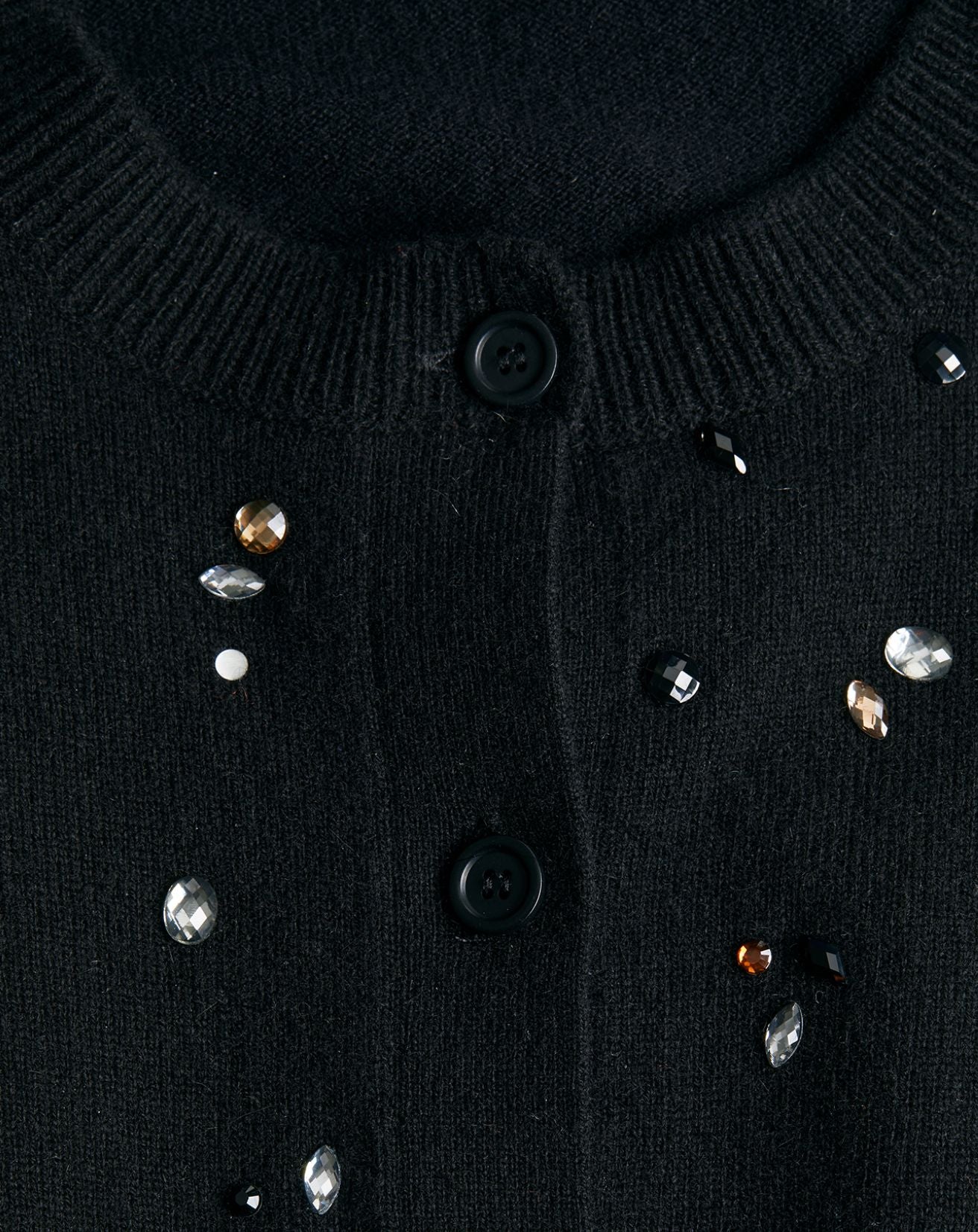 Cashmere cardigan with rhinestones - Black