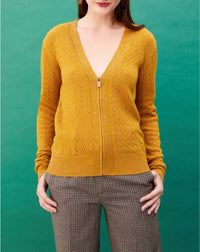 Gilet zippé point bicolore criss-cross en laine - Brassica