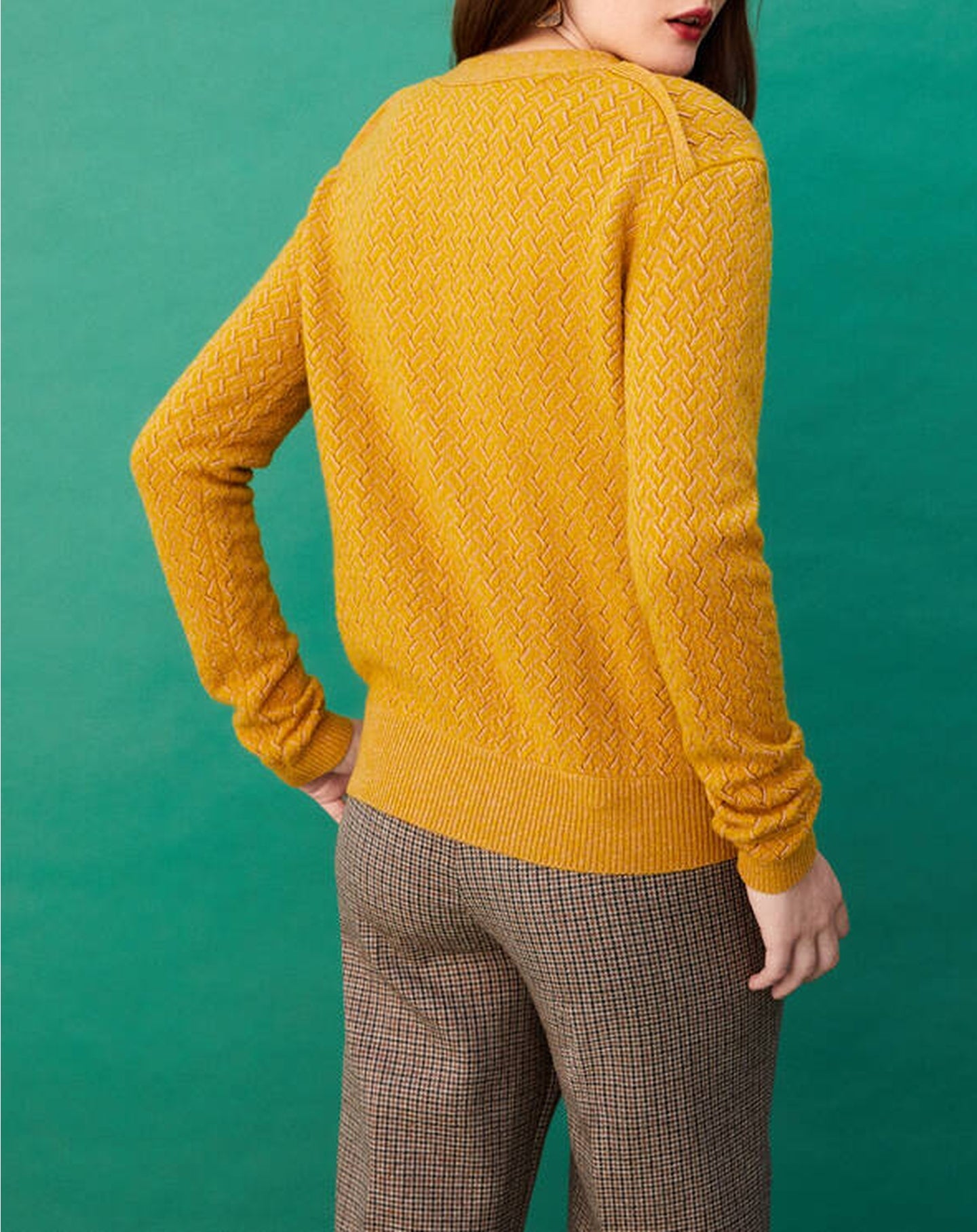 Gilet zippé point bicolore criss-cross en laine - Brassica