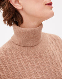 Openwork cashmere turtleneck jumper - Camel