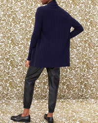 Open-worked cable jacket in cashmere - Navy