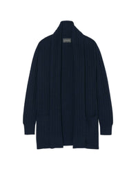 Open-worked cable jacket in cashmere - Navy