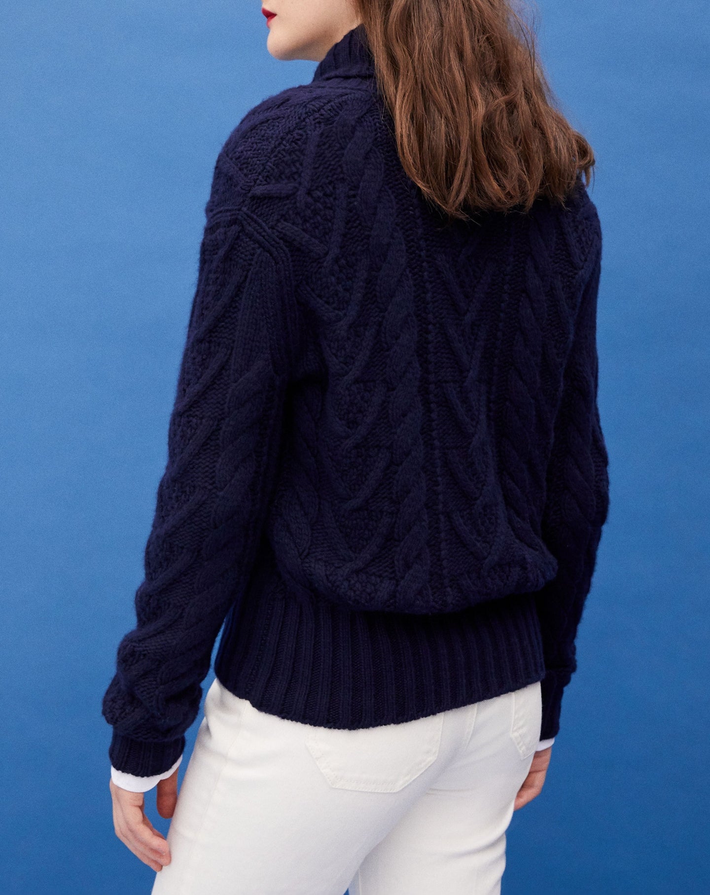 Veste col chale en cachemire - Marine