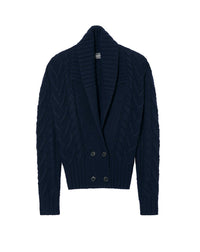 Veste col chale en cachemire - Marine
