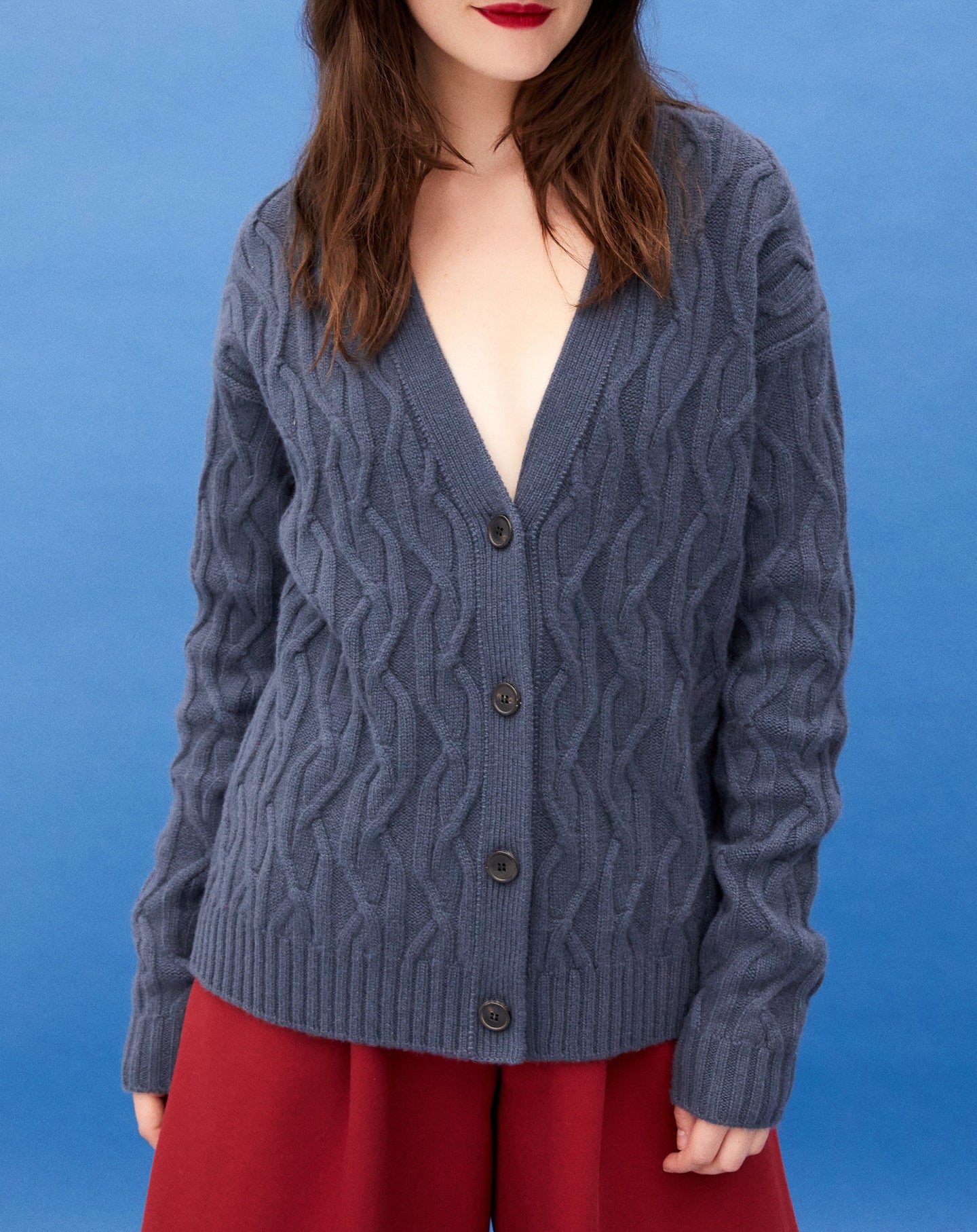 Geometric cashmere twist cardigan - Incense