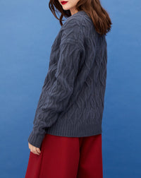 Geometric cashmere twist cardigan - Incense