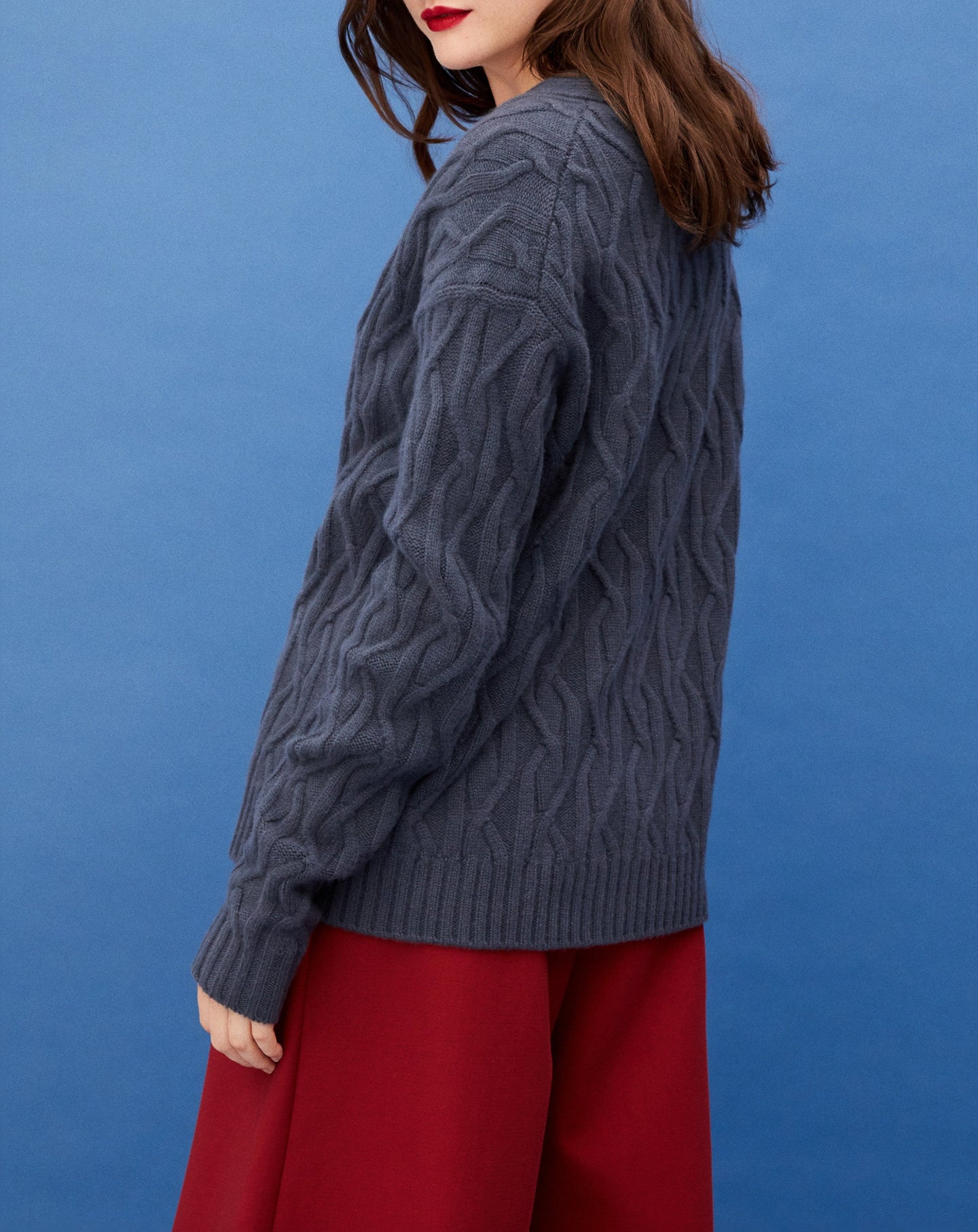 Geometric cashmere twist cardigan - Incense