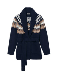 Belted cashmere jacket - Navy