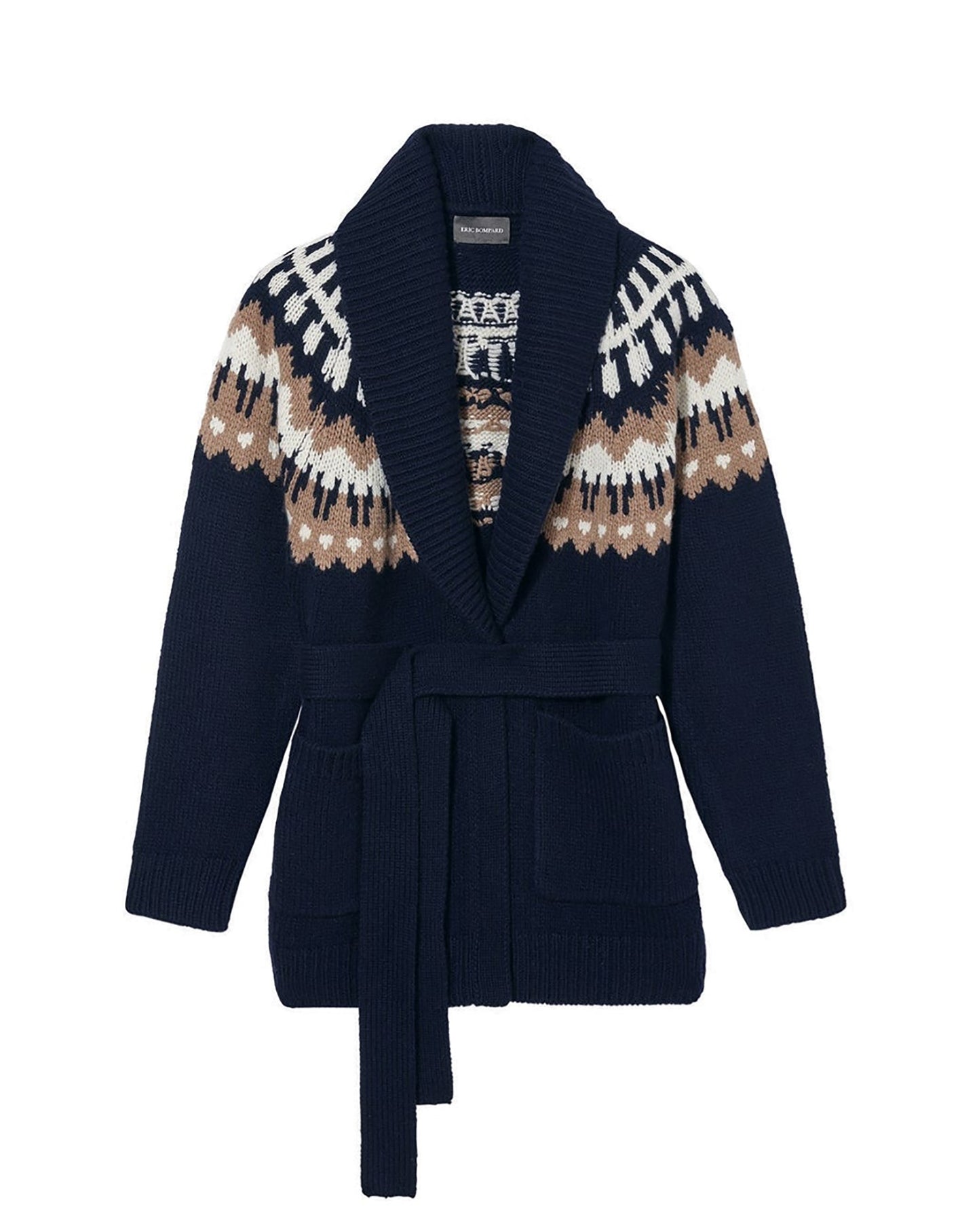 Belted cashmere jacket - Navy