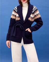 Belted cashmere jacket - Navy