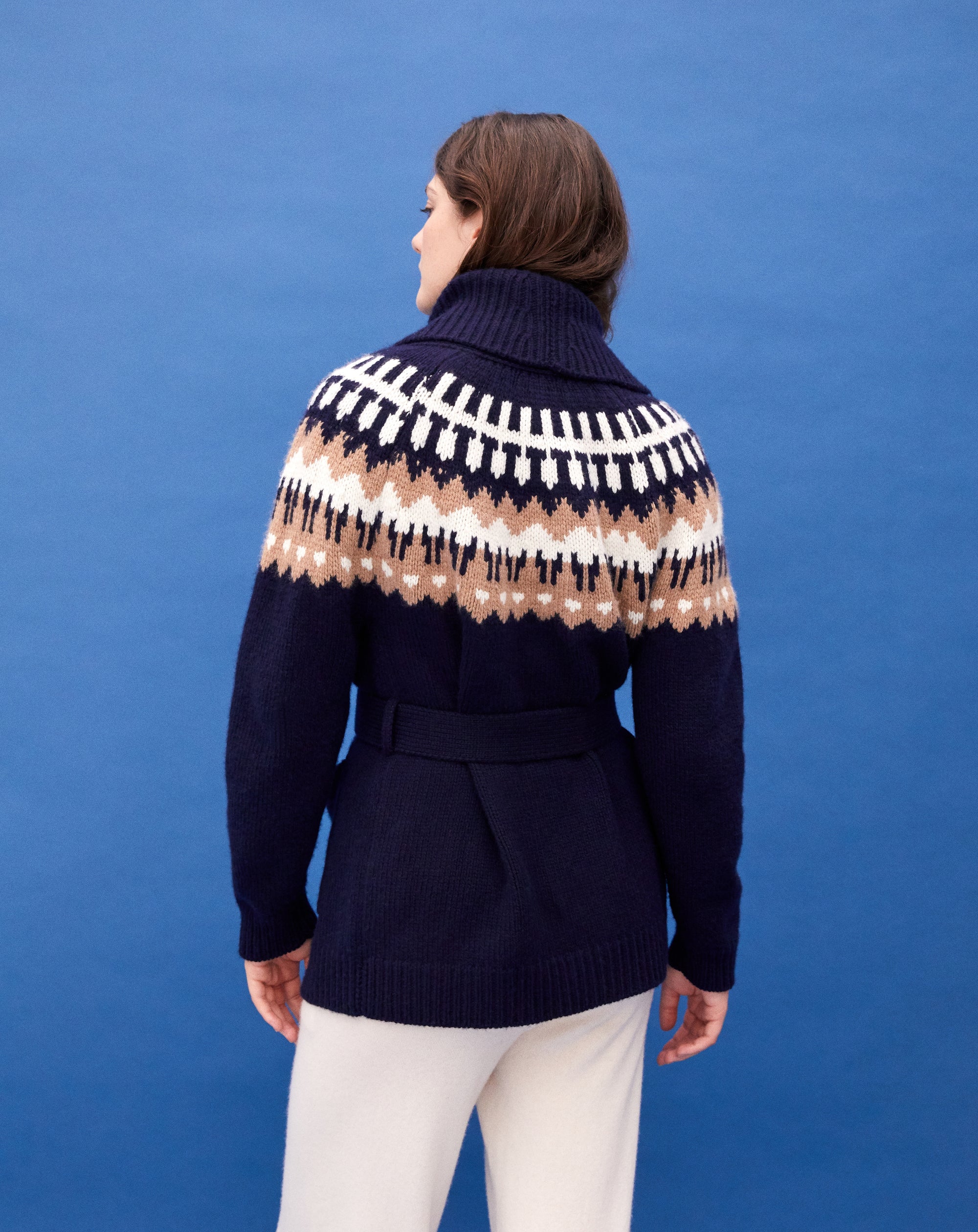 Belted cashmere jacket - Navy