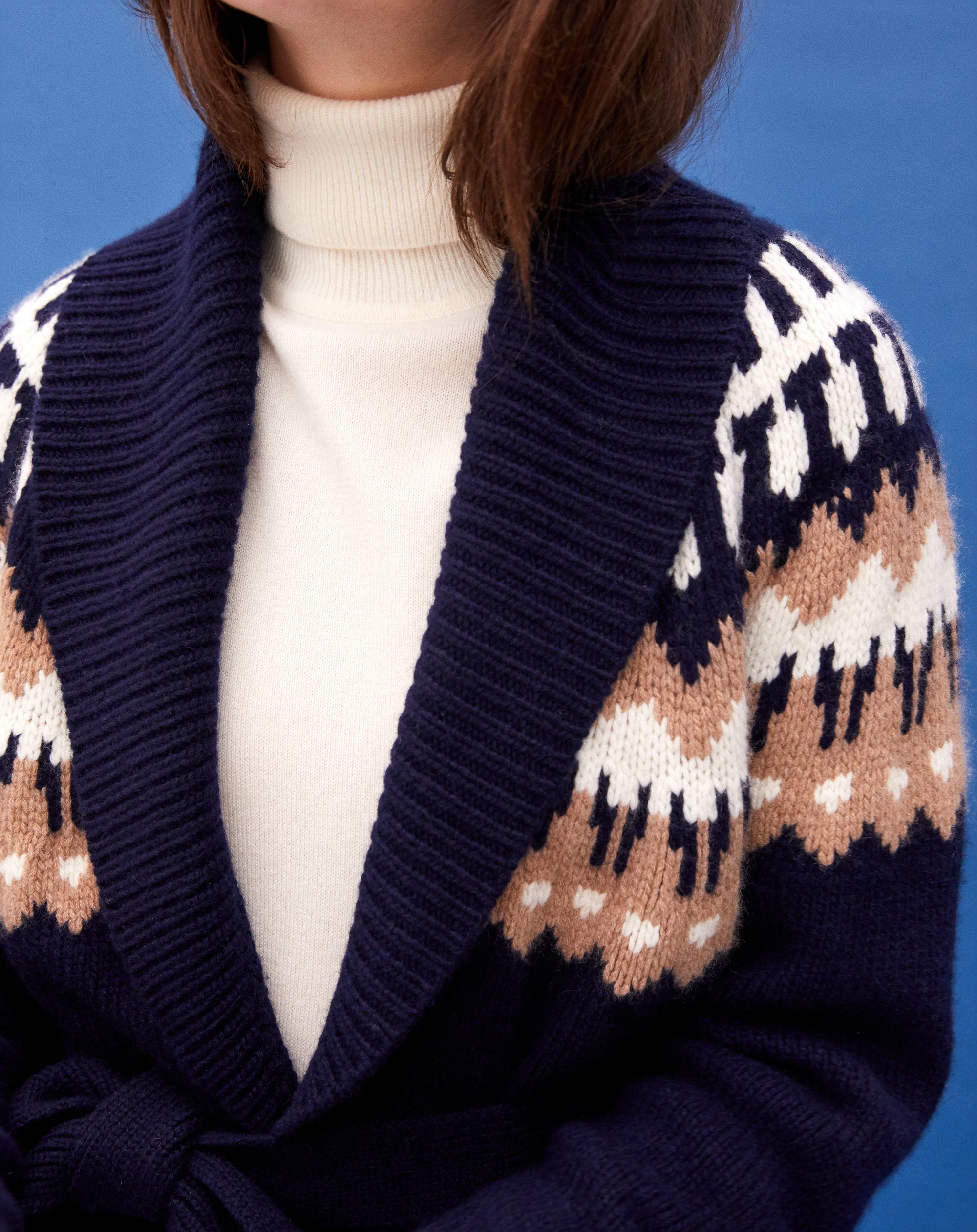 Belted cashmere jacket - Navy