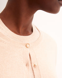 Golden cashmere button cardigan - Sepia