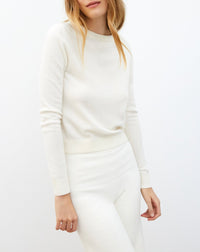 Pull ras de cou dos noué en cachemire - Naturel