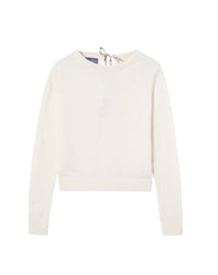 Pull ras de cou dos noué en cachemire - Naturel
