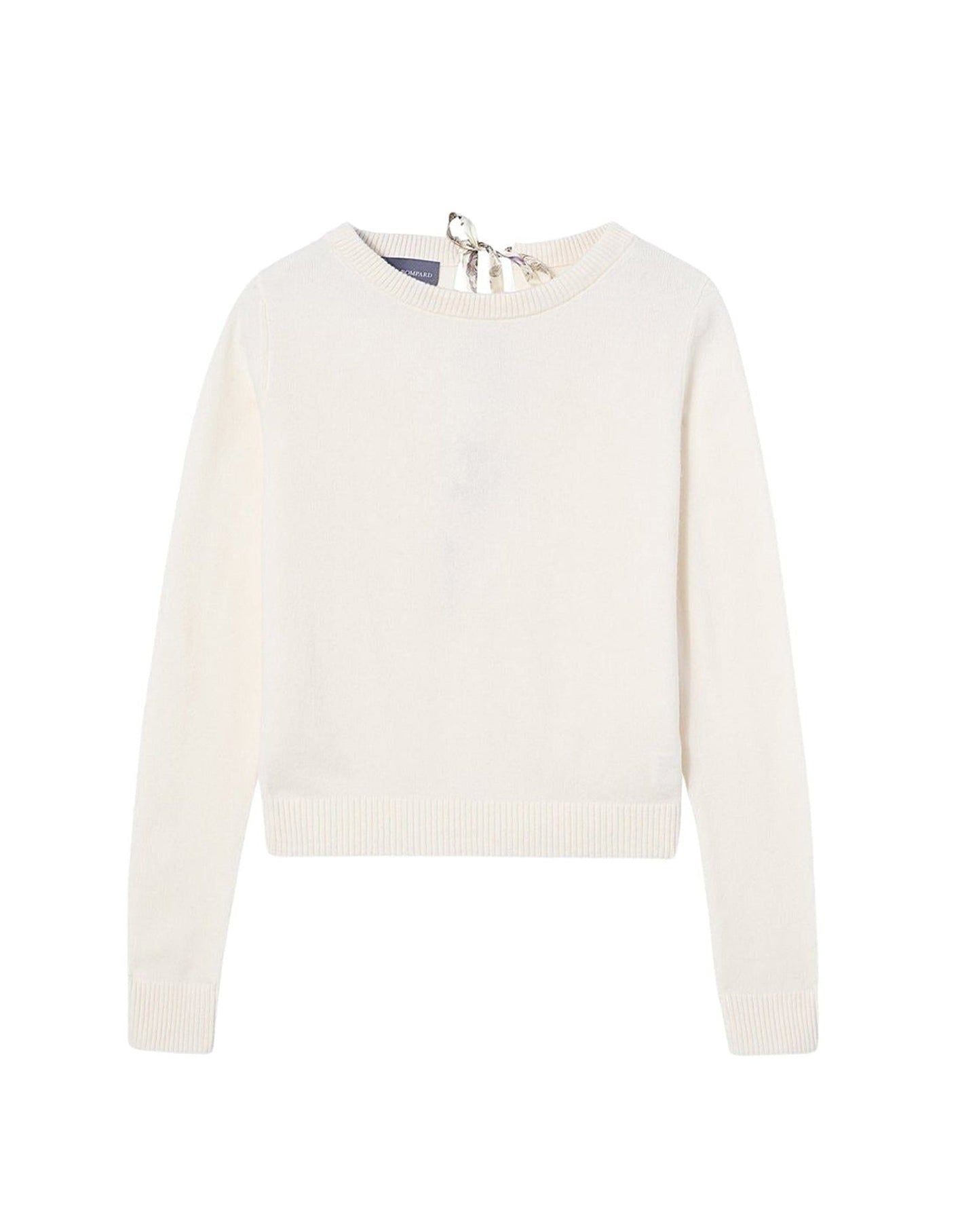 Pull ras de cou dos noué en cachemire - Naturel
