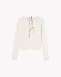 Pull ras de cou dos noué en cachemire - Naturel