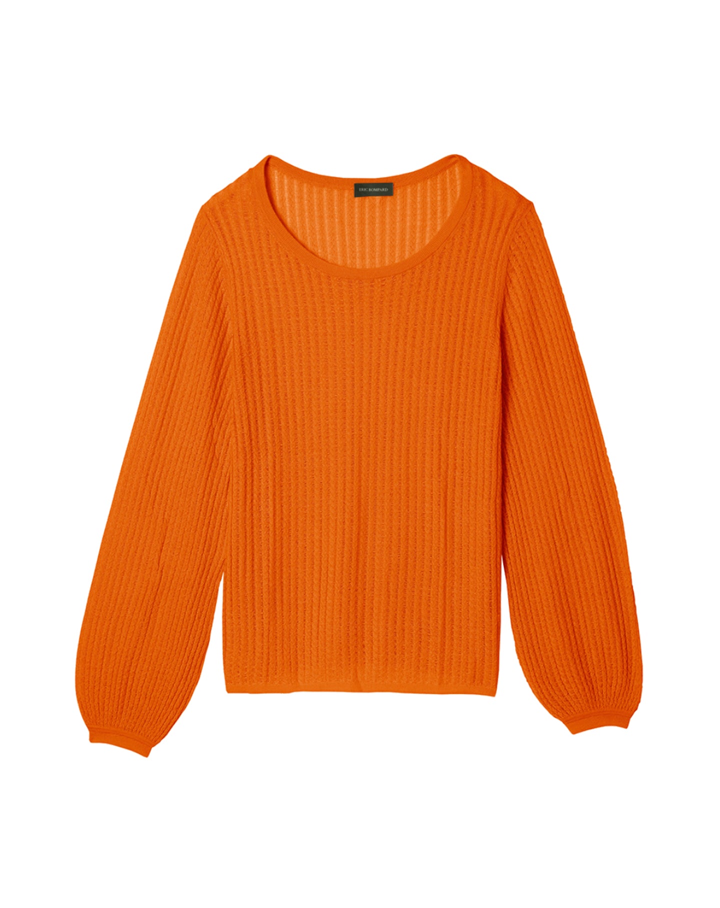 Openwork cashmere and silk crew neck jumper - Saffron