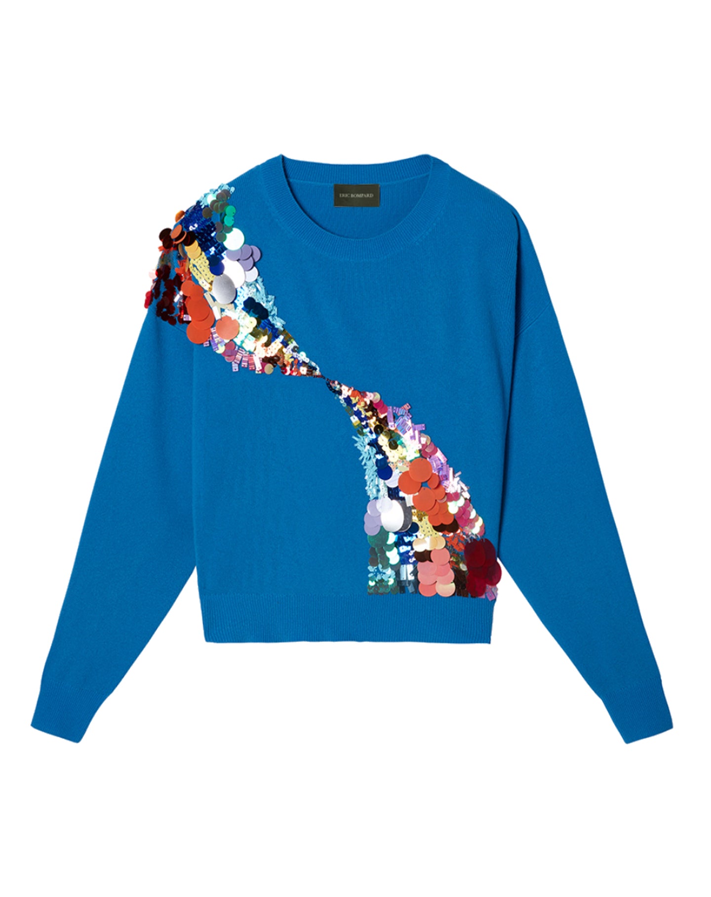 Pull ras de cou Vagues arc-en-ciel en cachemire - Santorin