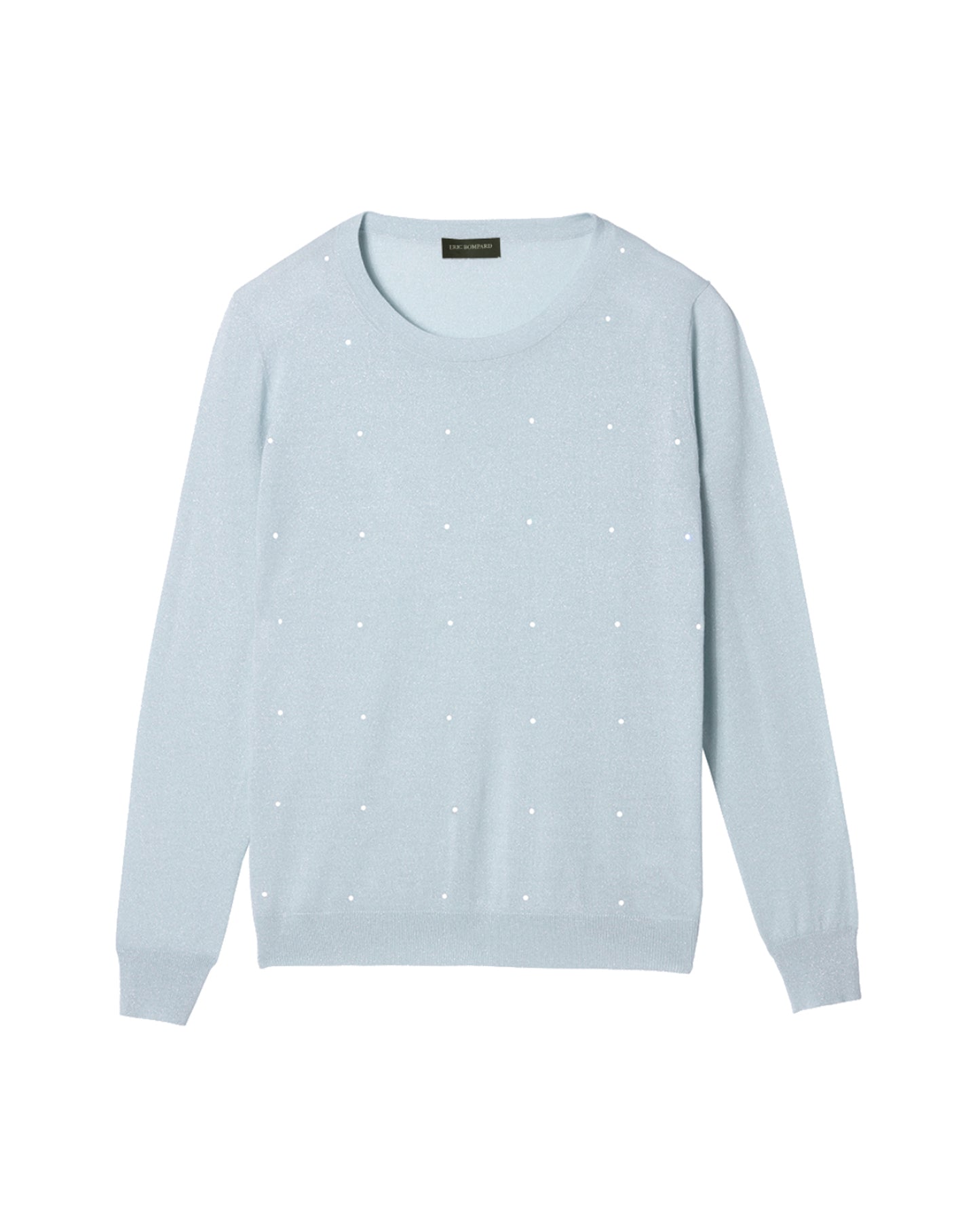 Pull ras de cou Strass cristal en cachemire et soie - Vert d'Eau