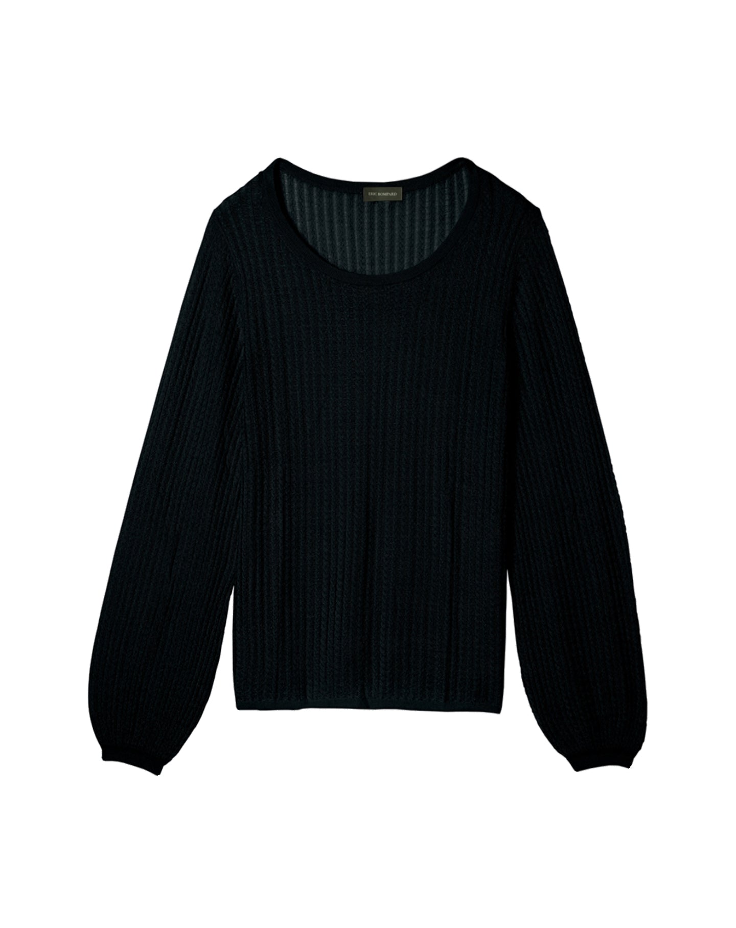 Pull ras de cou à torsades ajourées en cachemire - Noir