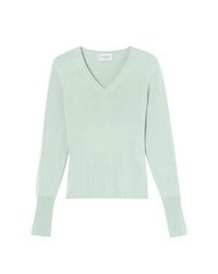 Slim-fit V-neck jumper with cashmere and silk wrist slits - Cristal