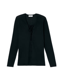 Cashmere V Lace jumper - Black