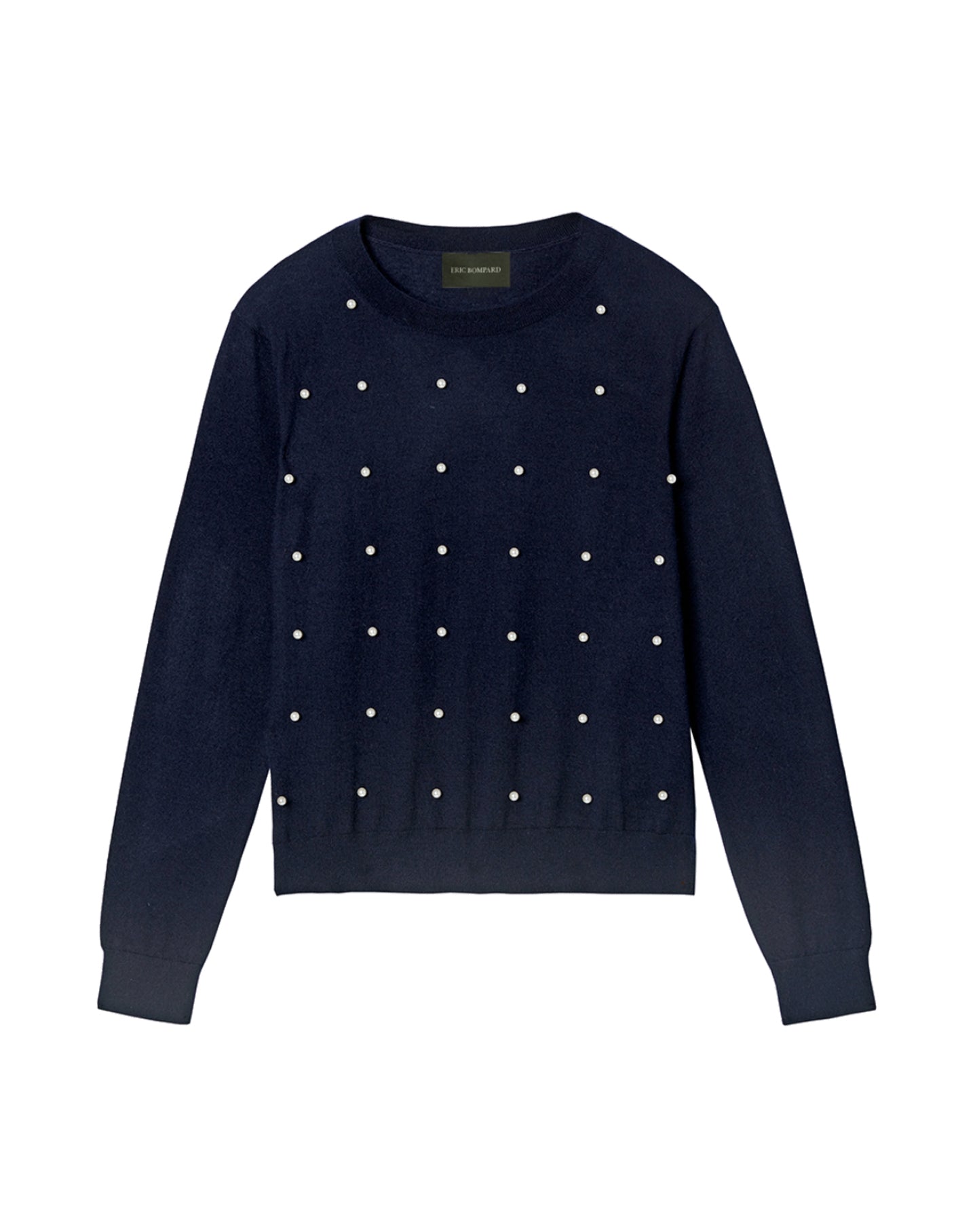 Cashmere beaded crew neck jumper - Navy