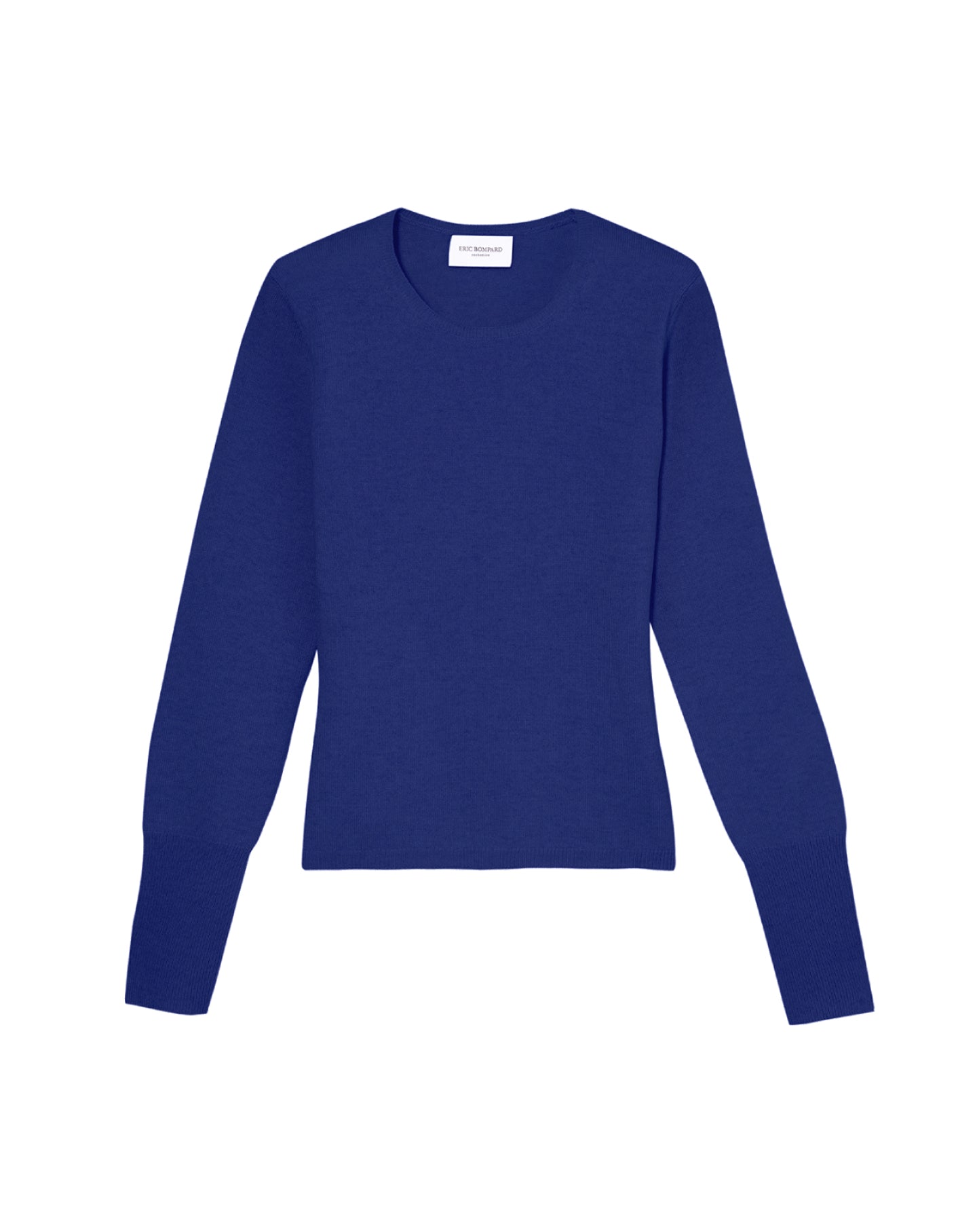Pull ras de cou cintré à fentes en cachemire et soie - Bleu Atlantide