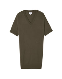 Robe col V en cachemire - Kaki