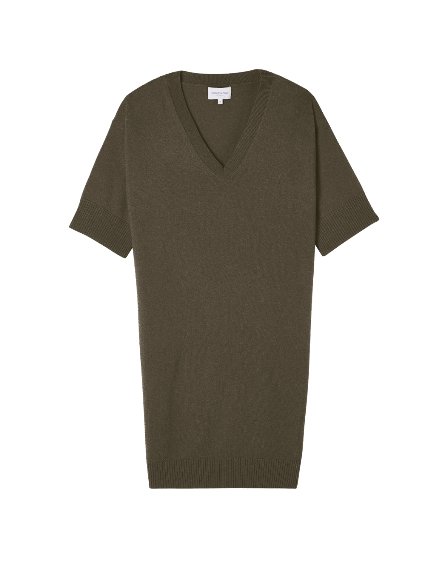 Robe col V en cachemire - Kaki