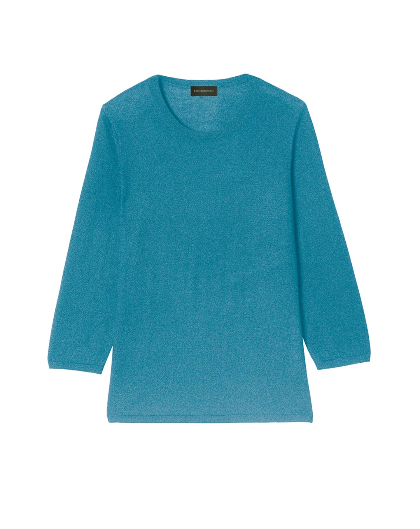 Ultra-fine 3/4-sleeve cashmere and silk crew neck jumper - Vetiver