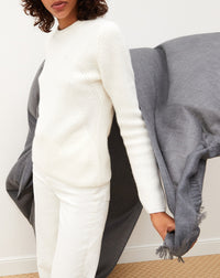 Cashmere ribbed crew neck jumper - Natural