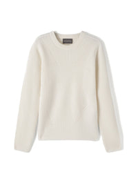 Cashmere ribbed crew neck jumper - Natural